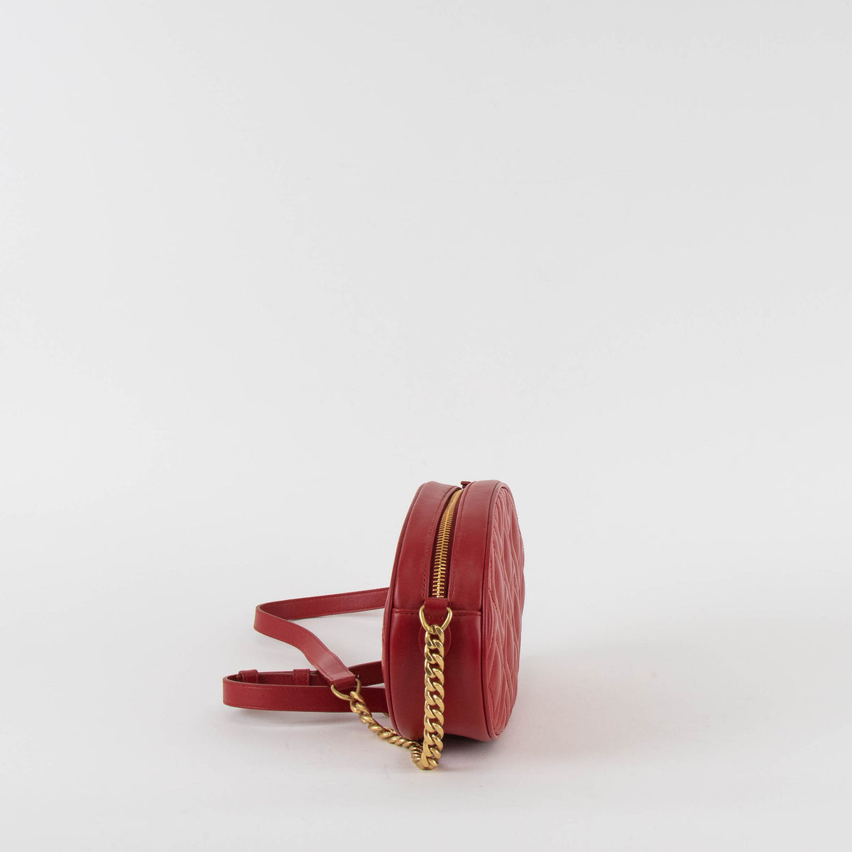 Miu Miu Red Oval Crossbody Quilted Bag