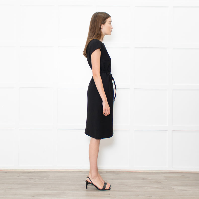 Dolce & Gabbana Black Cap Sleeves Midi Dress