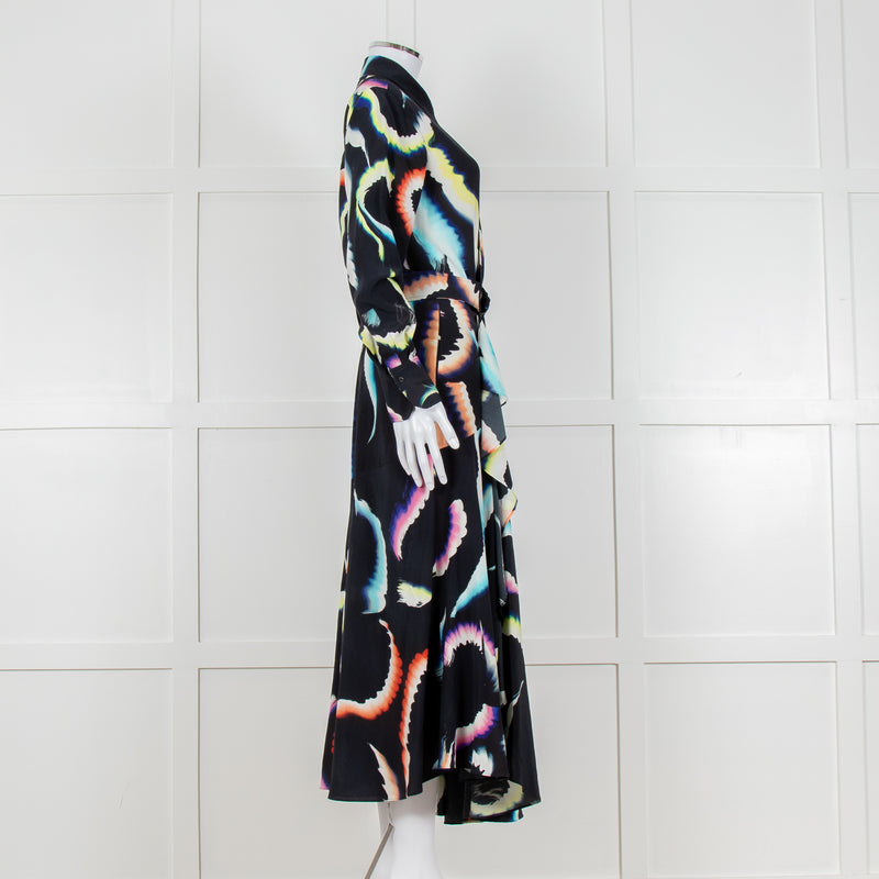 A.L.C Black Layered Maxi Dress with Frill Trim
