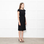 Dolce & Gabbana Black Cap Sleeves Midi Dress