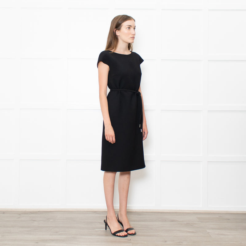 Dolce & Gabbana Black Cap Sleeves Midi Dress