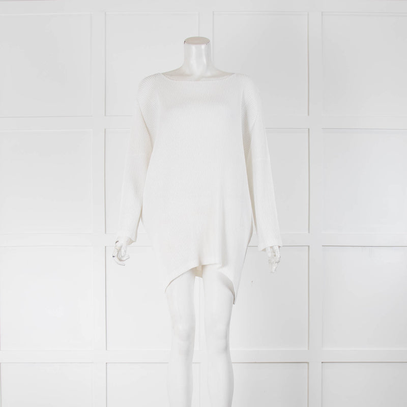 NU Pleats White Plisse Long Sleeved Top