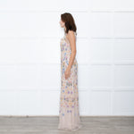 Needle & Thread Powder Pink Multi Embroidery Maxi Mesh Dress