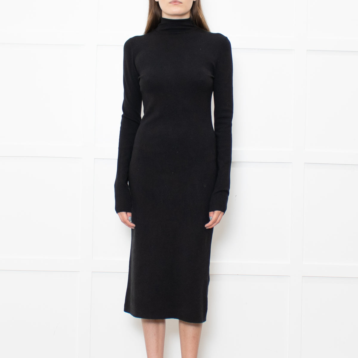 Joseph Black Stretchy Cotton Long Sleeve Dress