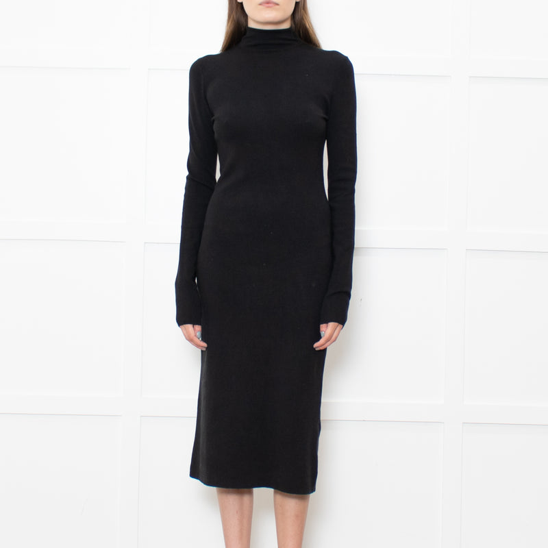 Joseph Black Stretchy Cotton Long Sleeve Dress