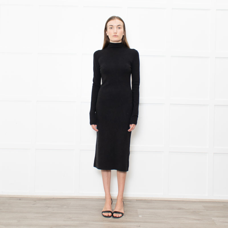 Joseph Black Stretchy Cotton Long Sleeve Dress
