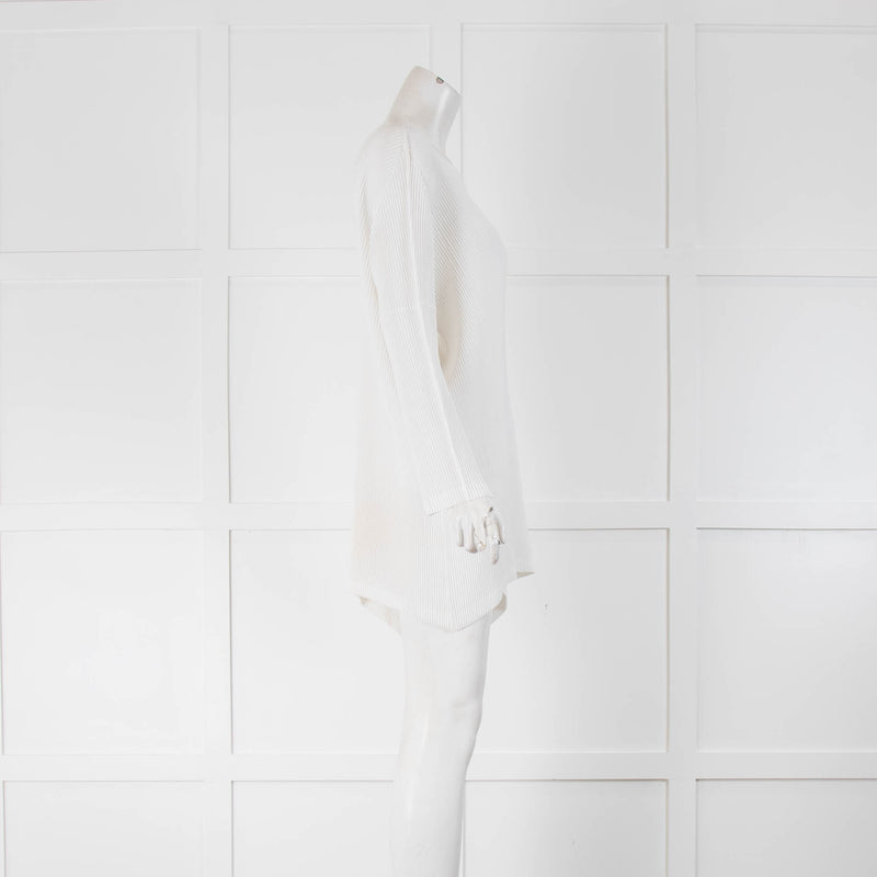 NU Pleats White Plisse Long Sleeved Top