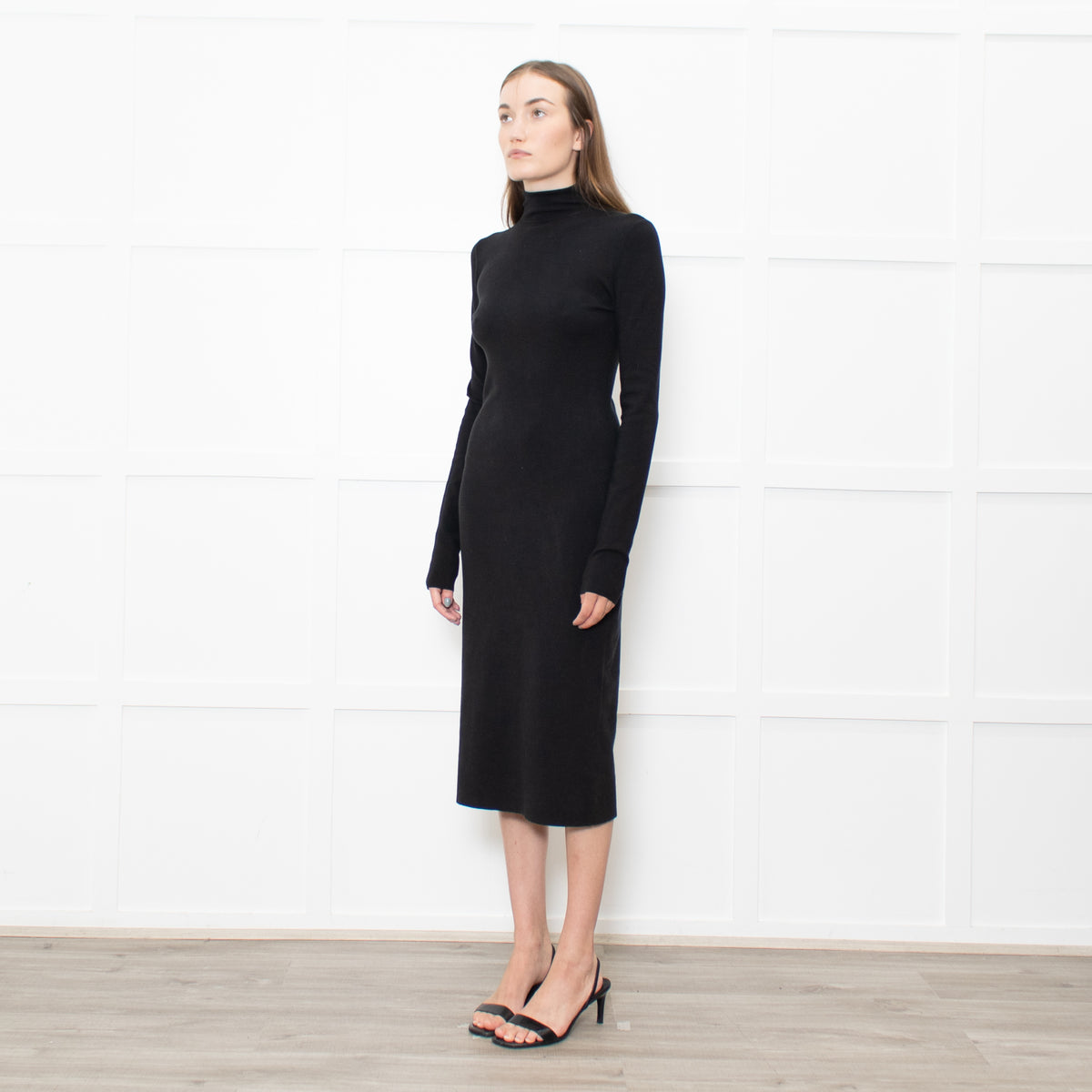 Joseph Black Stretchy Cotton Long Sleeve Dress