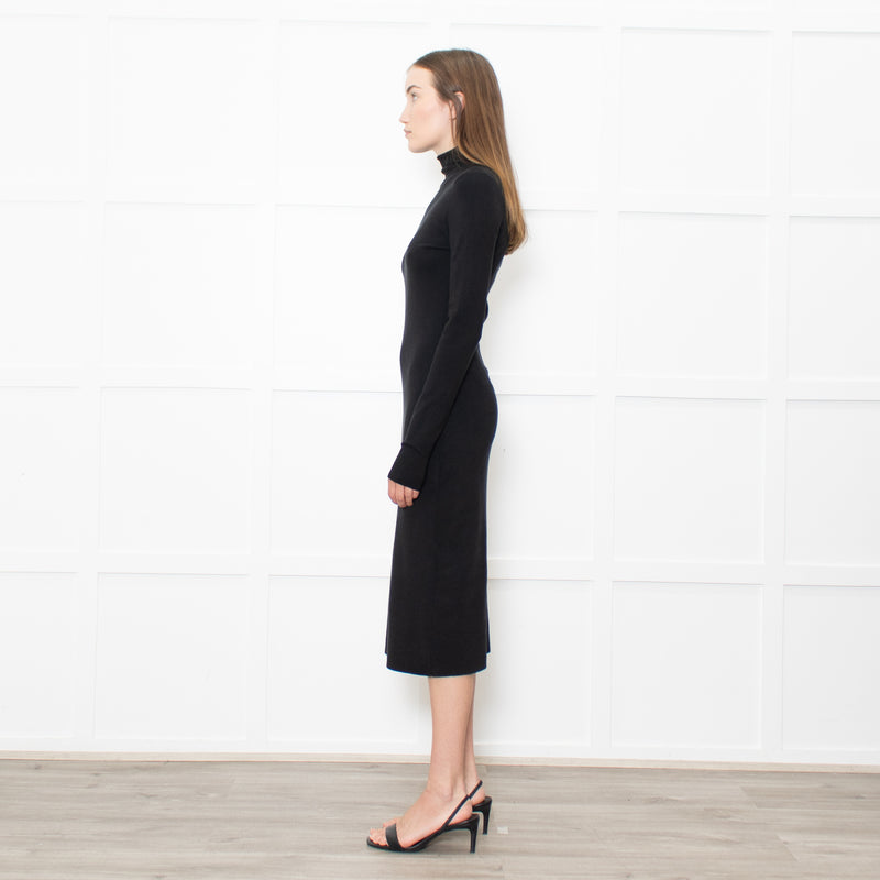 Joseph Black Stretchy Cotton Long Sleeve Dress