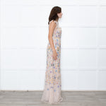 Needle & Thread Powder Pink Multi Embroidery Maxi Mesh Dress