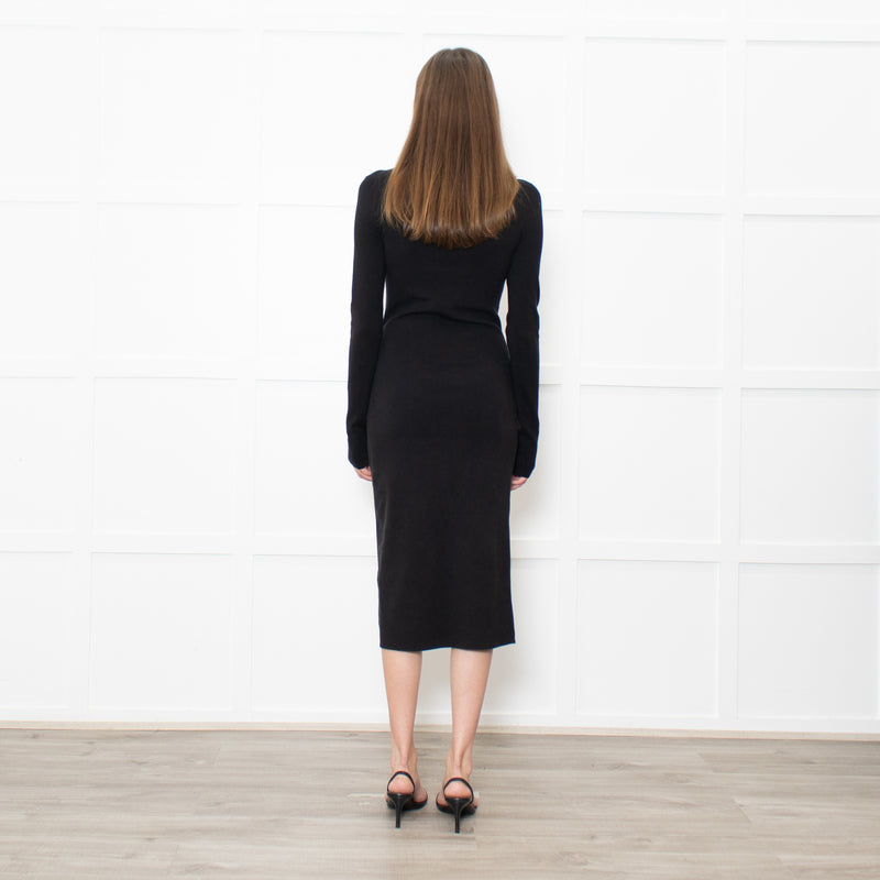 Joseph Black Stretchy Cotton Long Sleeve Dress