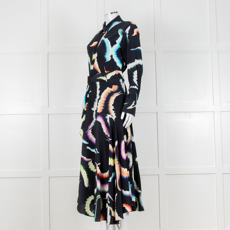 A.L.C Black Layered Maxi Dress with Frill Trim
