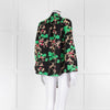 Rixo Black Green and Pink Floral Tie Neck Blouse