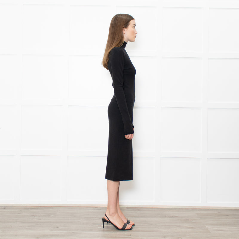 Joseph Black Stretchy Cotton Long Sleeve Dress