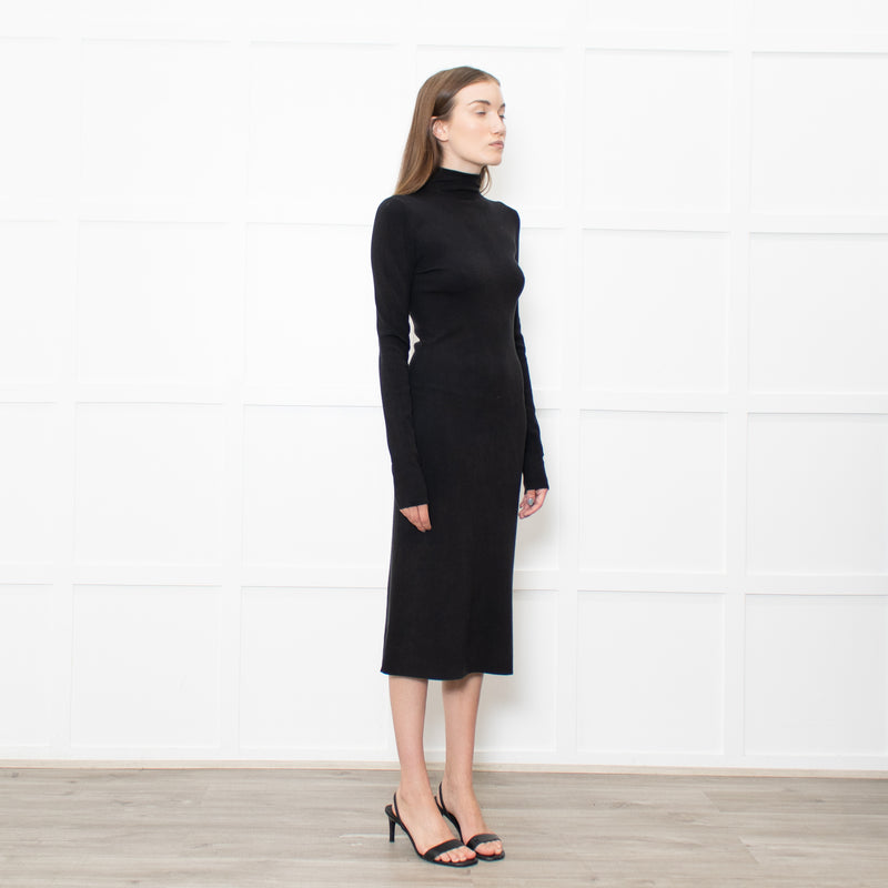 Joseph Black Stretchy Cotton Long Sleeve Dress