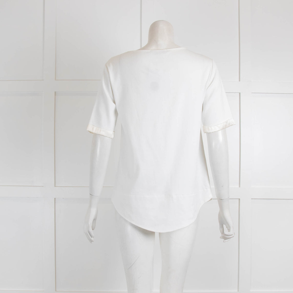 Fabiana Filippi Cream Cotton Silk Trim T-Shirt