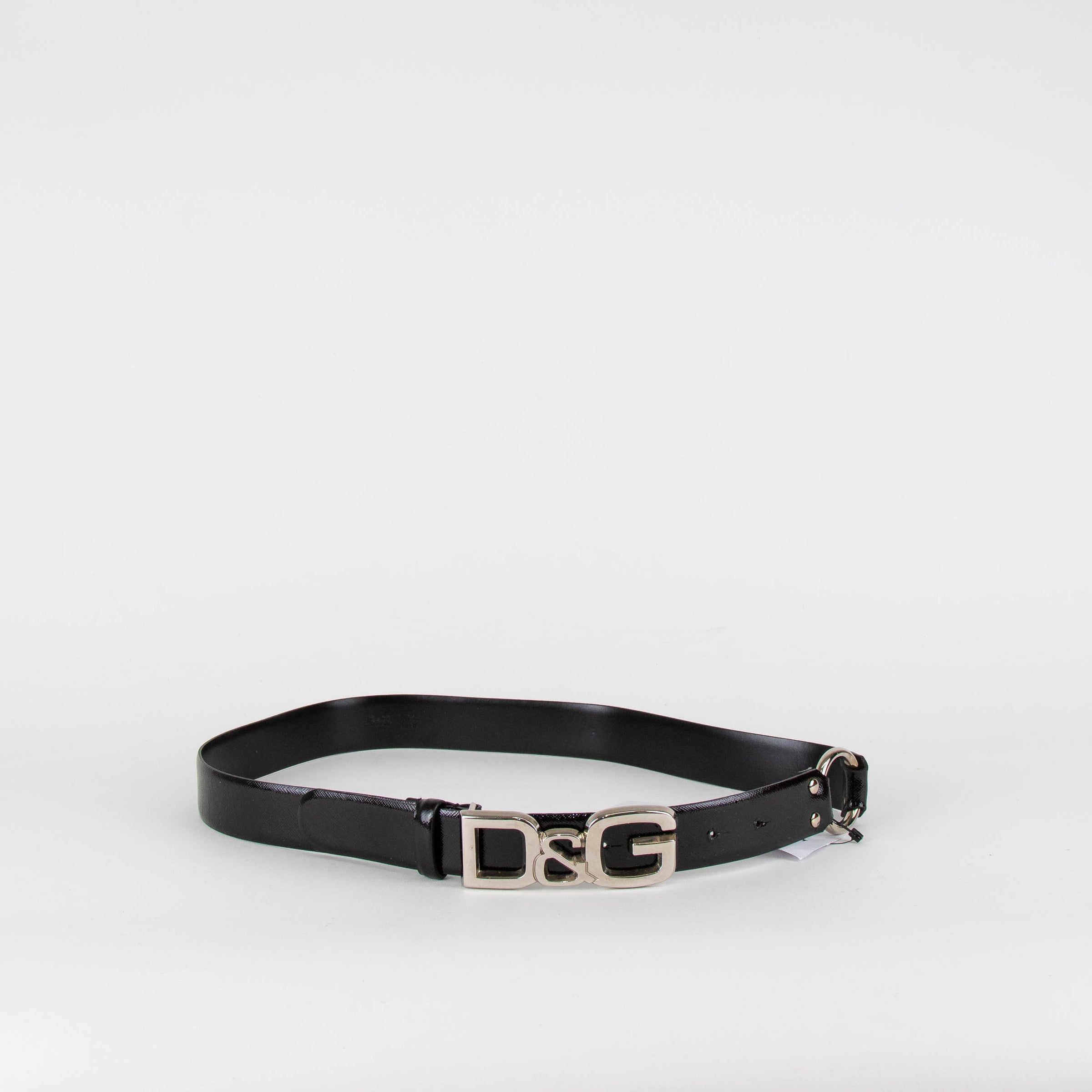 Dolce & Gabbana Black Leather Silver Buckle Belt Phoenix Style