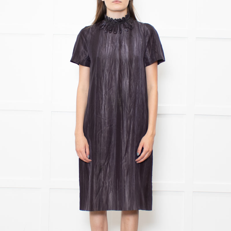 Marni Dark Grey Tie Dye Style Print Loop Neck Line Dress