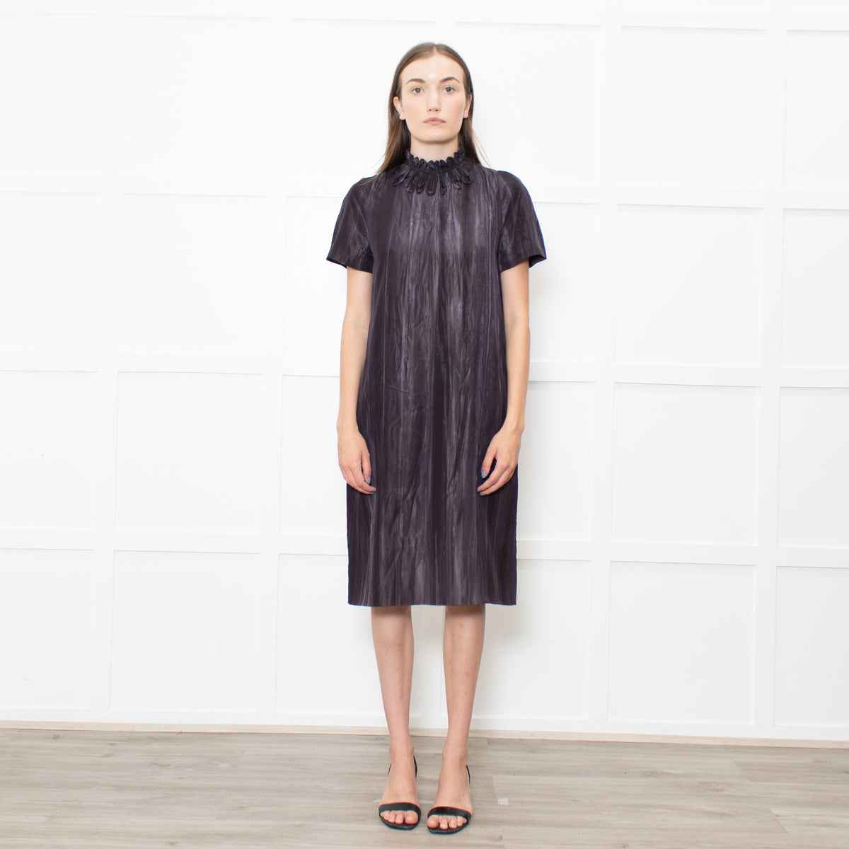 Marni Dark Grey Tie Dye Style Print Loop Neck Line Dress