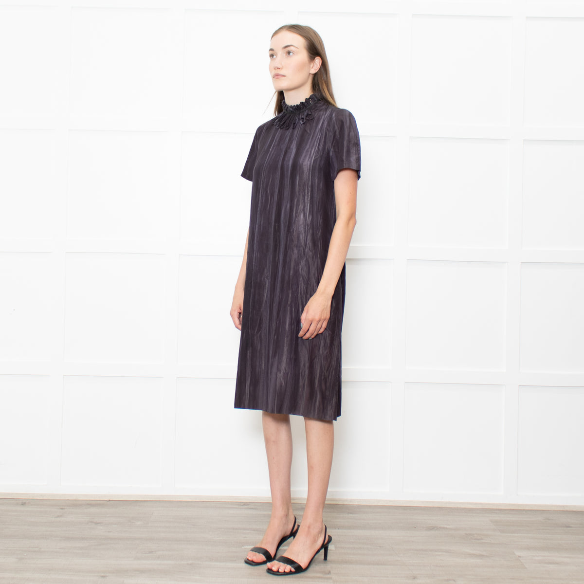 Marni Dark Grey Tie Dye Style Print Loop Neck Line Dress