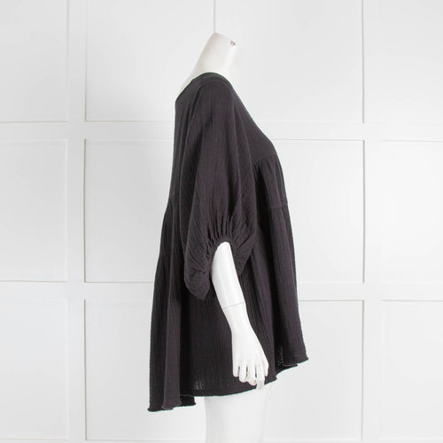 Anaak Black CheeseCloth Short Sleeve Oversized Top