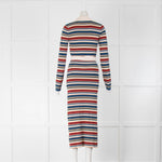 Nicholas Striped Ribbed Knit Maxi Dress with Belted Waist