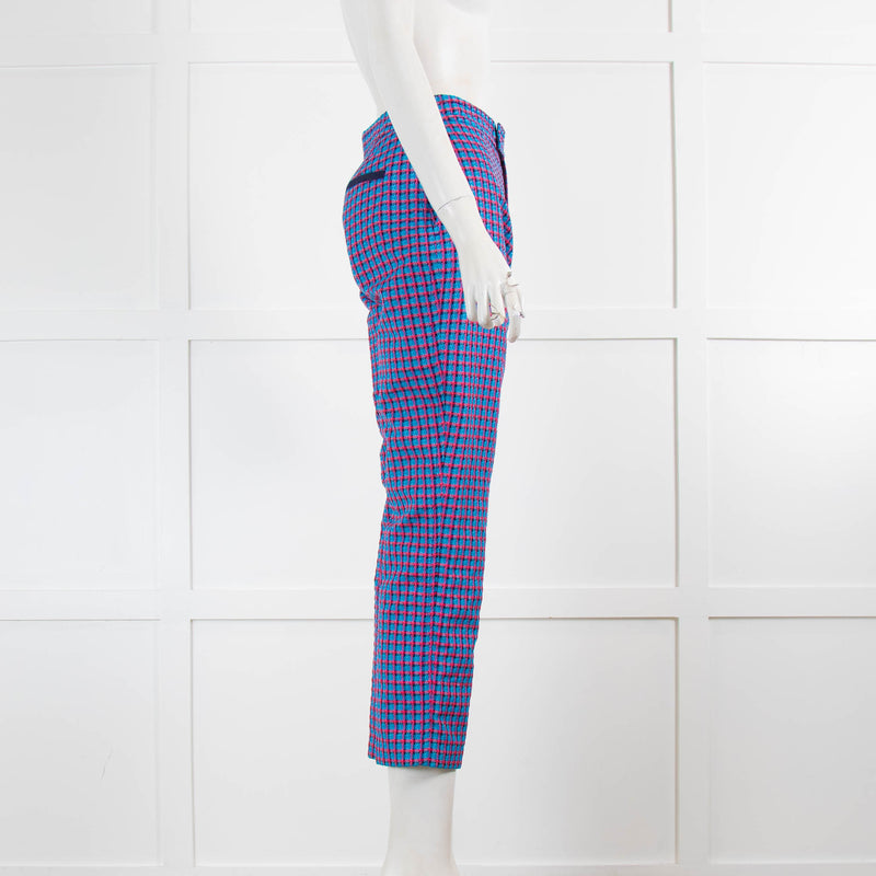 Marc By Marc Jacobs Blue Pink Check Trousers