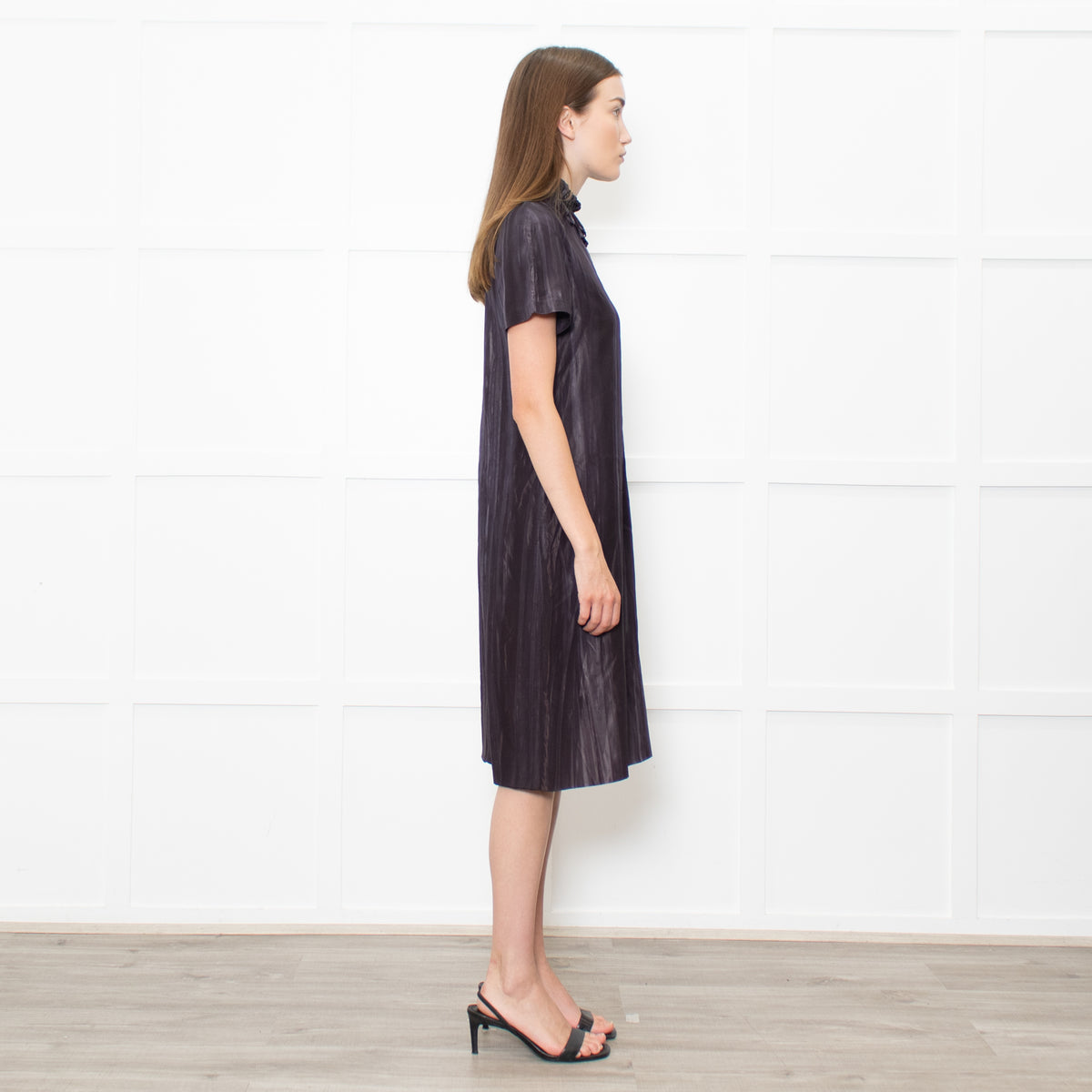 Marni Dark Grey Tie Dye Style Print Loop Neck Line Dress