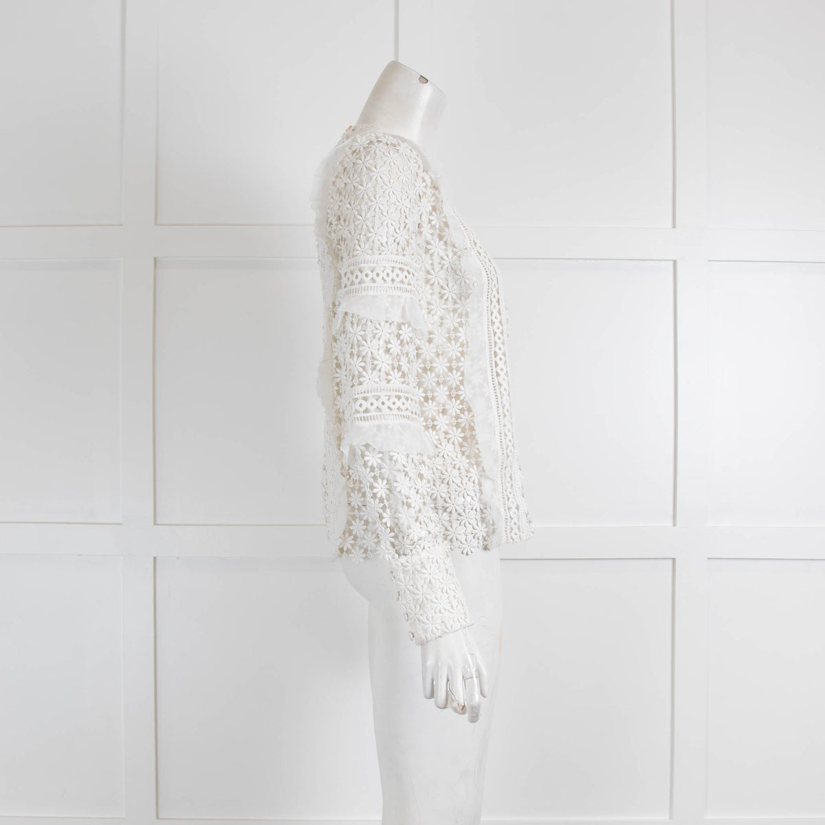Self Portrait White Lace Sheer Top