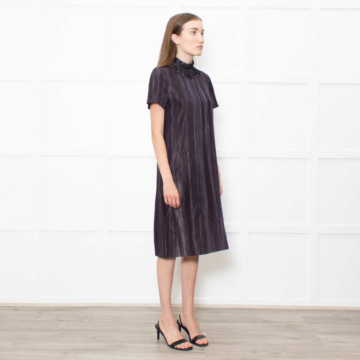 Marni Dark Grey Tie Dye Style Print Loop Neck Line Dress