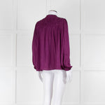 Ba&sh Purple Crinkle Collarless Blouse