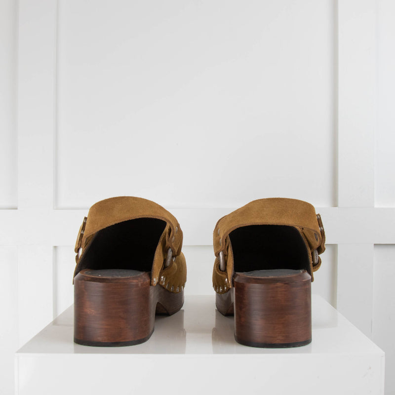 Re/Done Brown Suede Clogs