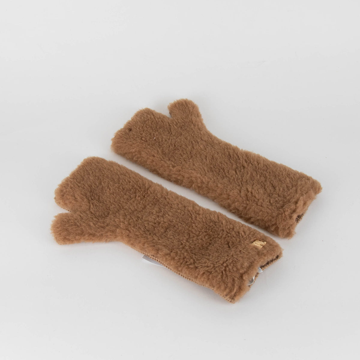Max Mara Brown Faux Fur & Knit Fingerless Long Gloves