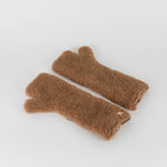 Max Mara Brown Faux Fur & Knit Fingerless Long Gloves
