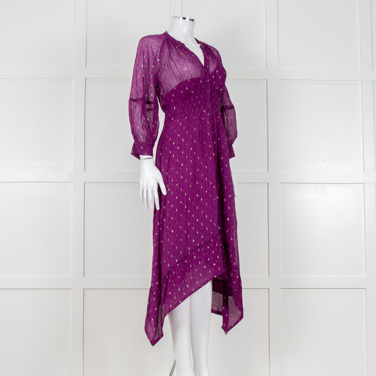 Ba&sh Purple Smock Waist Midi Dress