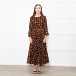 Samantha Sung Brown Animal Print Fit And Flare Belted Dress