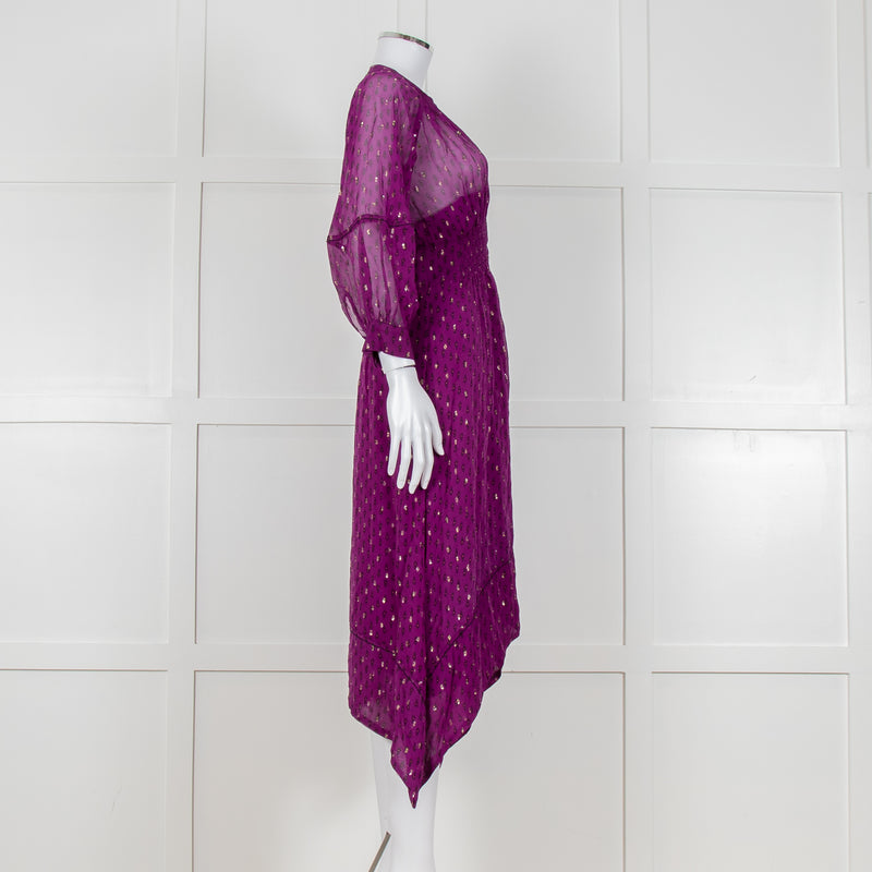 Ba&sh Purple Smock Waist Midi Dress