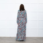 Ridley Navy Multicolour Floral Print Silk Long Sleeve Maxi Dress