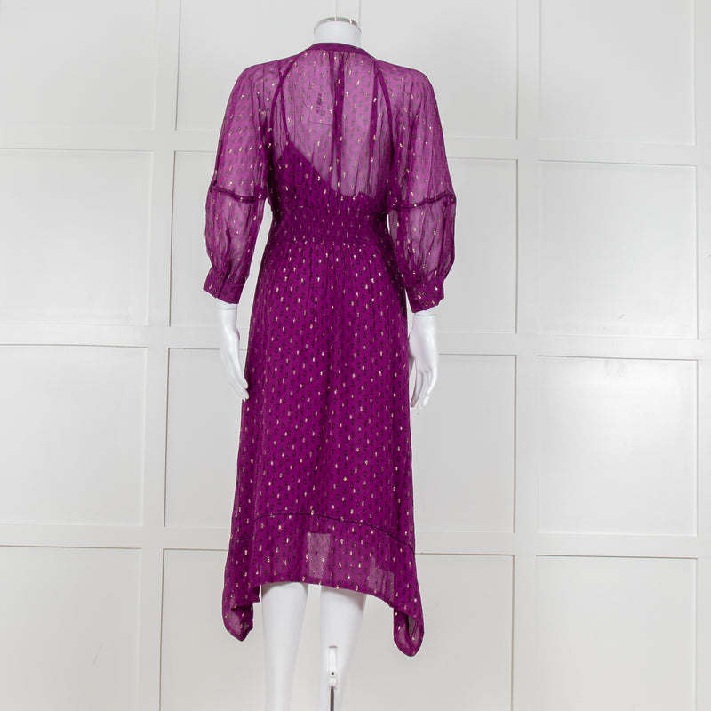 Ba&sh Purple Smock Waist Midi Dress