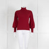 Cefinn Wine Red Ribbed Polo Neck with Ballon Sleeves