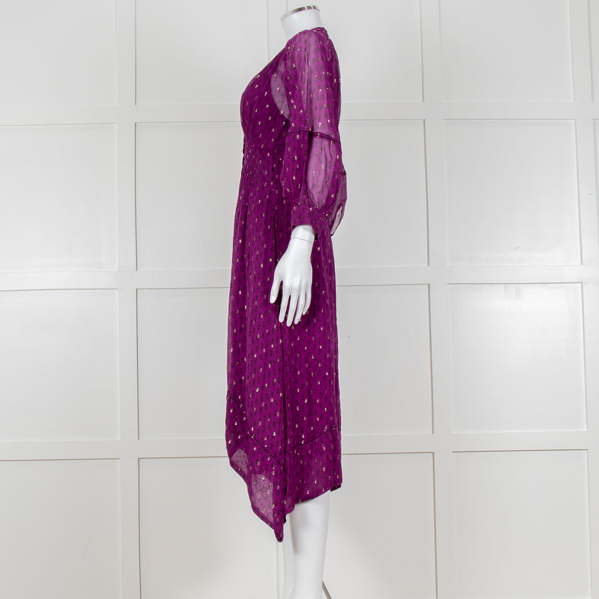 Ba&sh Purple Smock Waist Midi Dress