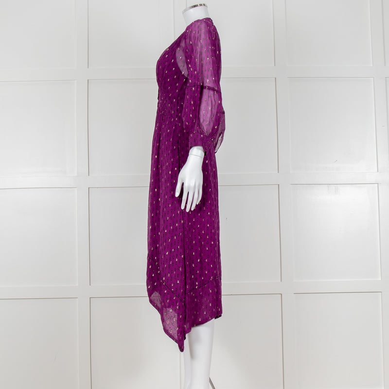 Ba&sh Purple Smock Waist Midi Dress