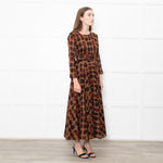 Samantha Sung Brown Animal Print Fit And Flare Belted Dress