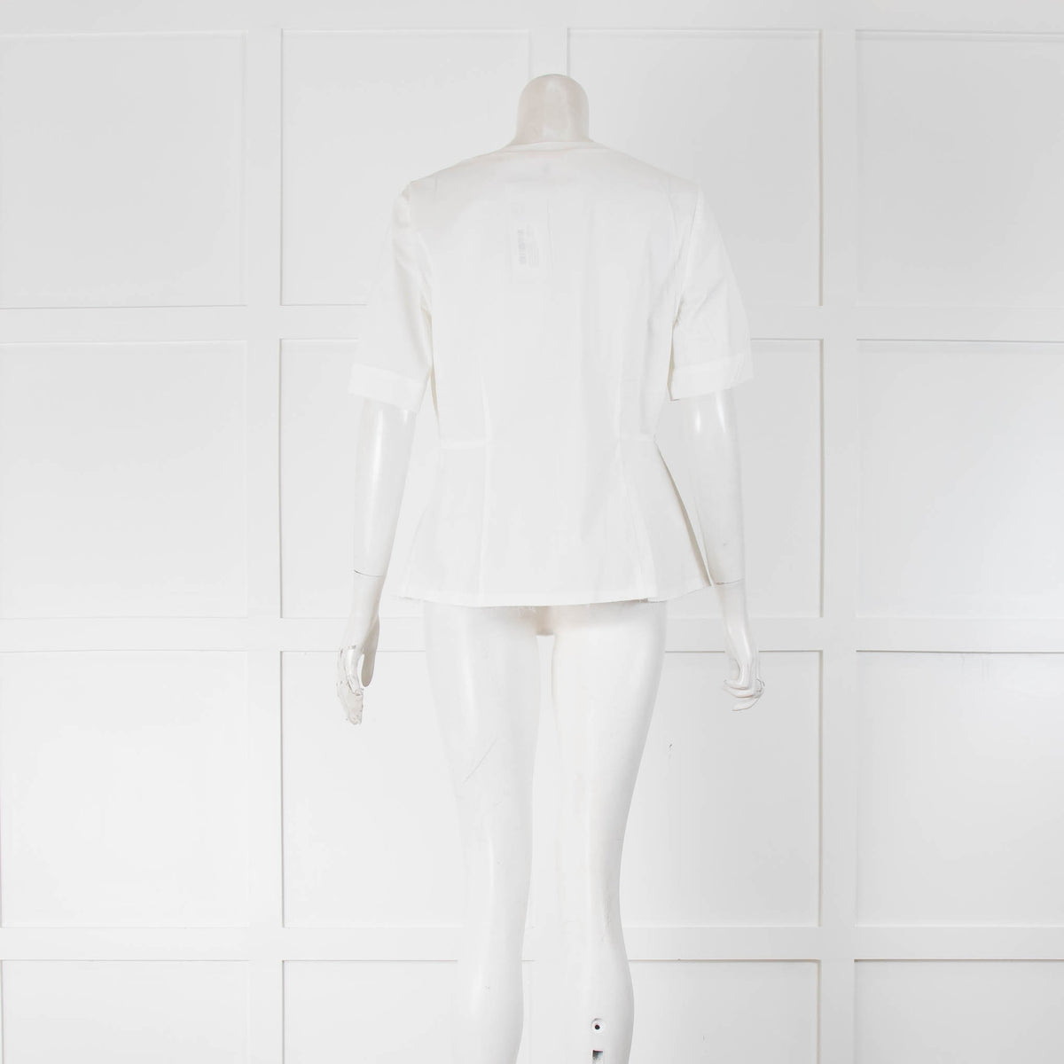 Rebecca Taylor White Cotton Ruched Waist Short Sleeve Top