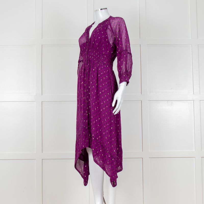 Ba&sh Purple Smock Waist Midi Dress