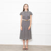 Prada Navy Cream Polka Dots With Canvas Elasticated Belt Dress