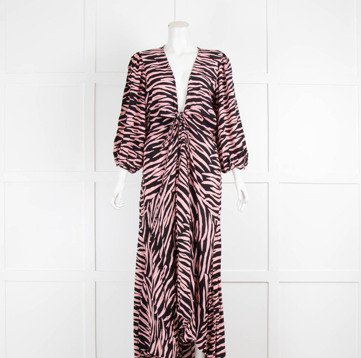 Ganni Pink Animal Print Wrap Dress