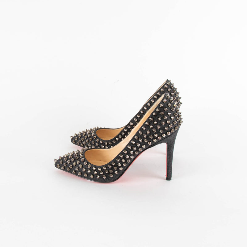Christian Louboutin Grey Silver Studded Heeled Shoes