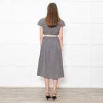 Prada Navy Cream Polka Dots With Canvas Elasticated Belt Dress