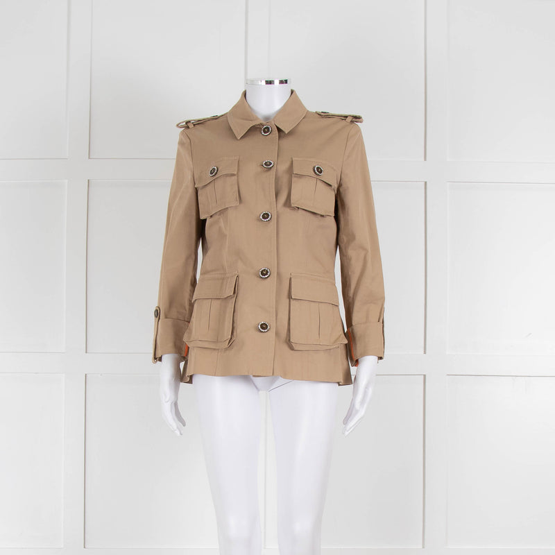 Pinko Safari Jacket with Wooden Jewelled Buttons